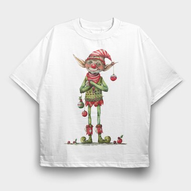 Watercolor Christmas Elf, Tricou Oversize Barbati (Unisex)