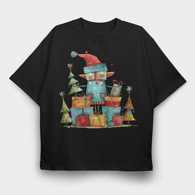 Watercolor Christmas Monster, Tricou Oversize Barbati (Unisex)