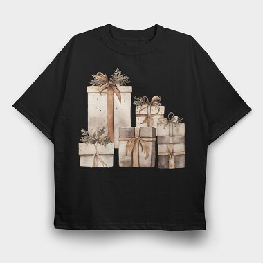 Watercolor Christmas Presents, Tricou Oversize Barbati (Unisex)