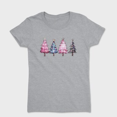 Watercolor Christmas Trees, Tricou Femei