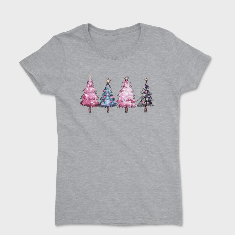 Watercolor Christmas Trees, Tricou Femei