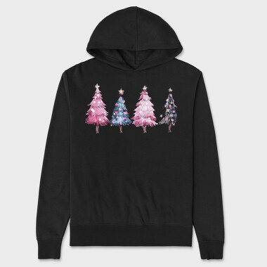 Watercolor Christmas Trees, Hanorac Oversize Barbati (Unisex)