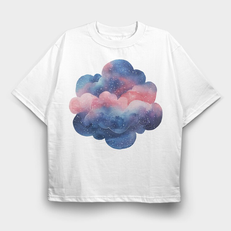Watercolor Clouds Galaxy, Tricou Oversize Barbati (Unisex)