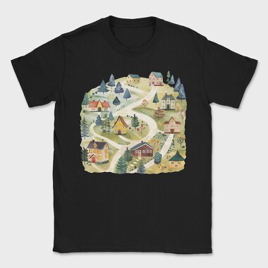 Watercolor Cottage Hills, Tricou Barbati (Unisex)