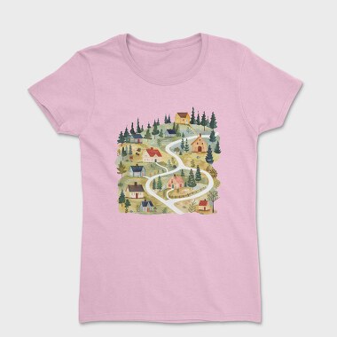 Watercolor Cottage Nest, Tricou Femei
