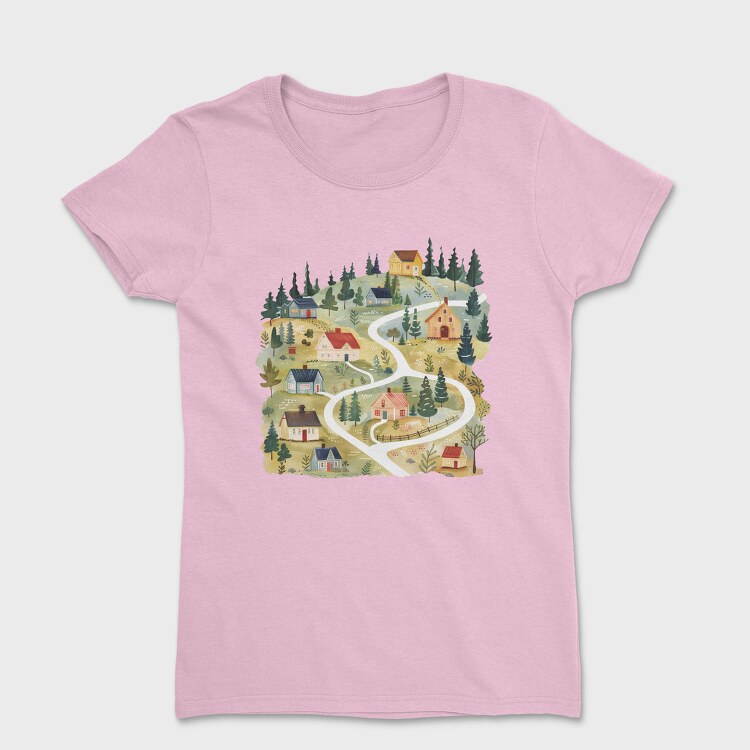 Watercolor Cottage Nest, Tricou Femei