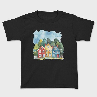 Watercolor Cottages, Tricou Copii