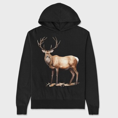 Watercolor Deer Antlers, Hanorac Oversize Barbati (Unisex)