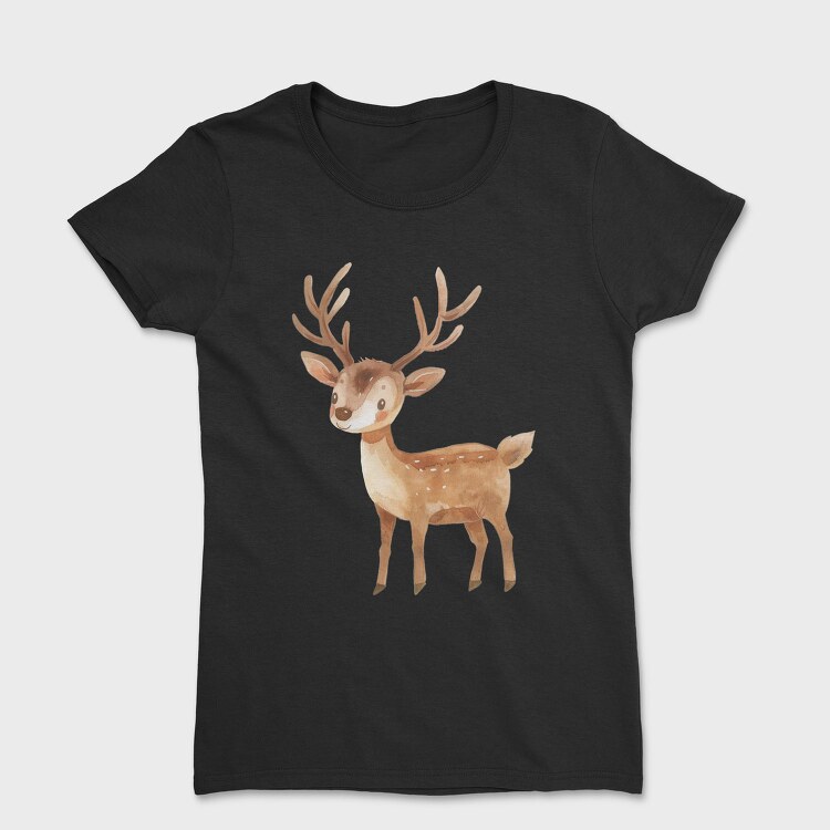 Watercolor Deer Cute, Tricou Femei