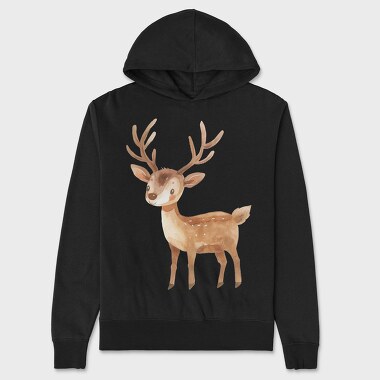 Watercolor Deer Cute, Hanorac Oversize Barbati (Unisex)