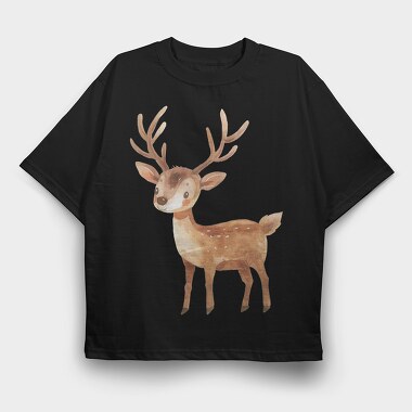 Watercolor Deer Cute, Tricou Oversize Barbati (Unisex)