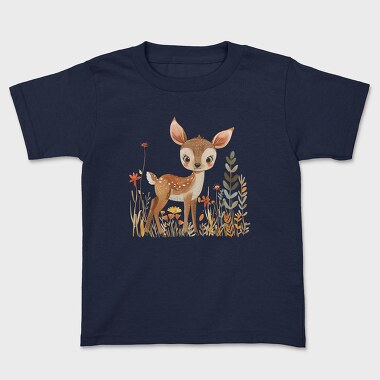 Watercolor Deer Floral, Tricou Copii