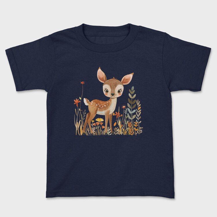 Watercolor Deer Floral, Tricou Copii