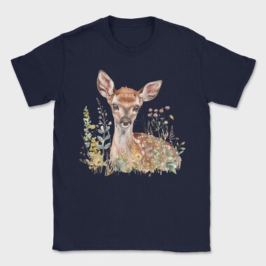 Watercolor Deer Flowers, Tricou Barbati (Unisex)