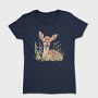 Watercolor Deer Flowers, Tricou Femei