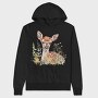 Watercolor Deer Flowers, Hanorac Oversize Barbati (Unisex)