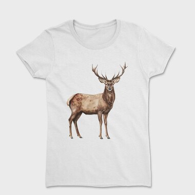 Watercolor Deer Majestic, Tricou Femei