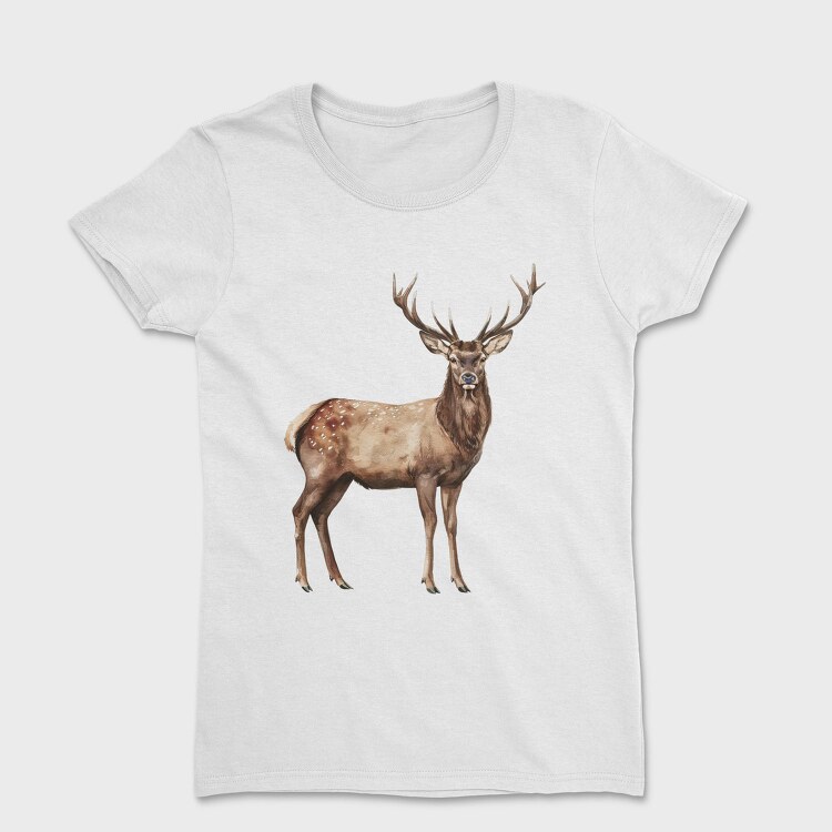 Watercolor Deer Majestic, Tricou Femei