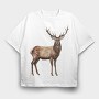 Watercolor Deer Majestic, Tricou Oversize Barbati (Unisex)