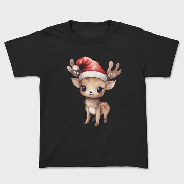 Watercolor Deer Santa, Tricou Copii
