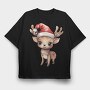 Watercolor Deer Santa, Tricou Oversize Barbati (Unisex)