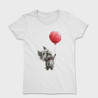 Watercolor Dog Balloon, Tricou Femei