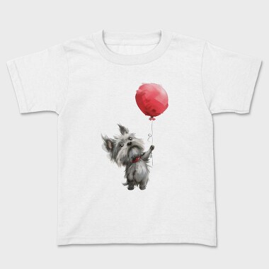 Watercolor Dog Balloon, Tricou Copii