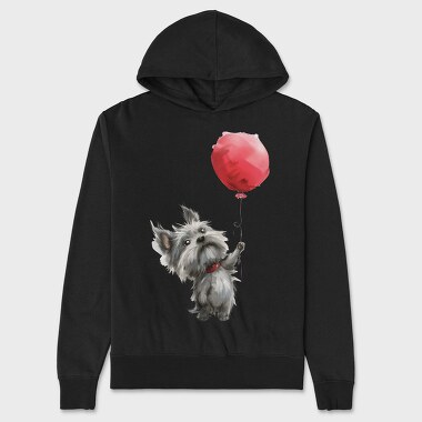 Watercolor Dog Balloon, Hanorac Oversize Barbati (Unisex)