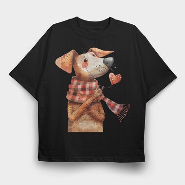 Watercolor Dog Love, Tricou Oversize Barbati (Unisex)