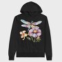 Watercolor Dragonfly Flowers, Hanorac Oversize Barbati (Unisex)
