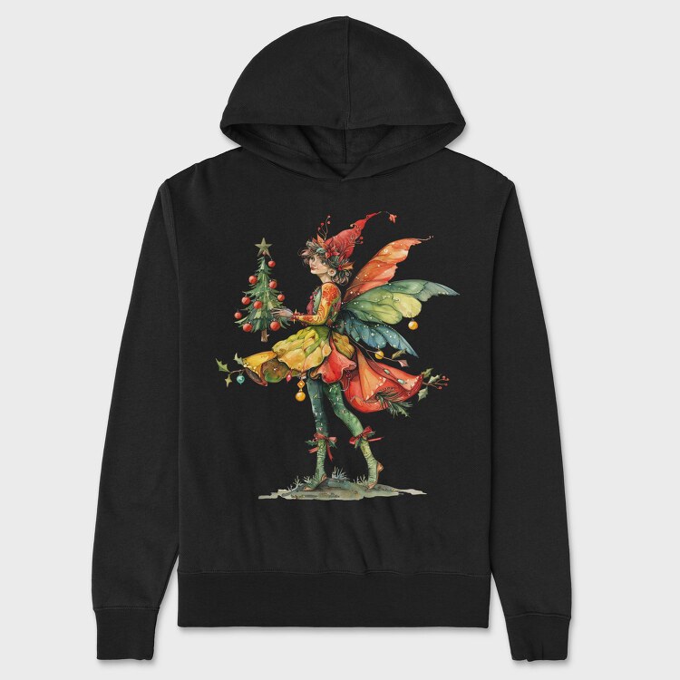 Watercolor Fairy Christmas, Hanorac Oversize Barbati (Unisex)