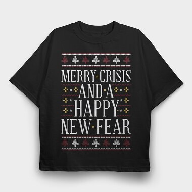 Merry Crisis Ugly Sweater, Tricou Oversize Barbati (Unisex)
