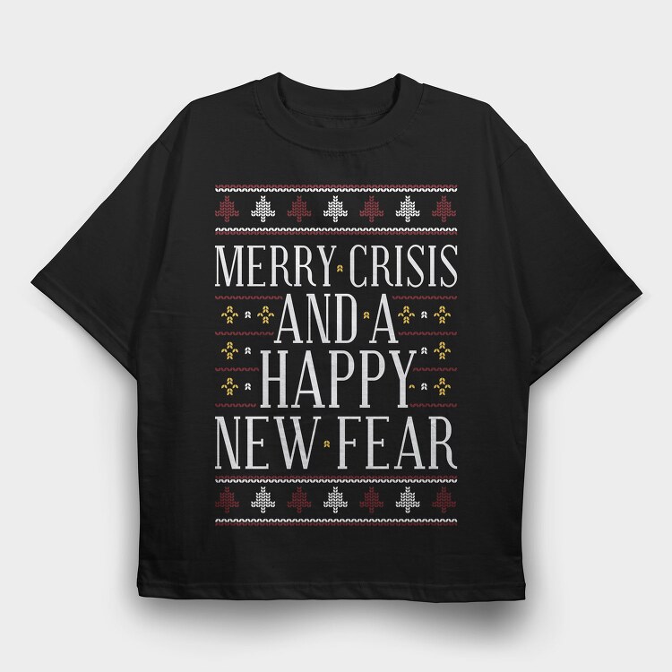 Merry Crisis Ugly Sweater, Tricou Oversize Barbati (Unisex)