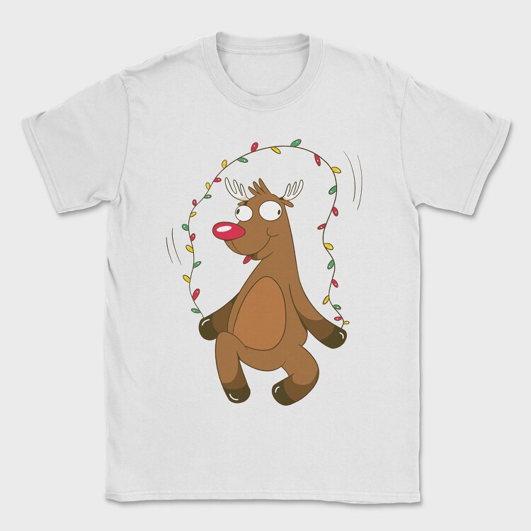Christmas Reindeer Jumping Rope Lights, Tricou Barbati (Unisex)