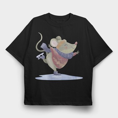 Ice Skating Mouse, Tricou Oversize Barbati (Unisex)
