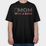 Funny Mom Quote Low Battery Mom Of 2 Boys, Tricou Oversize Barbati (Unisex)