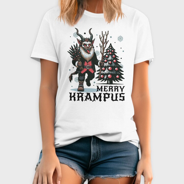 Merry Dark Krampus Cartoon, Tricou Barbati (Unisex)