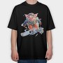 Watercolor Skiing Pig Ski Piggy, Tricou Oversize Barbati (Unisex)