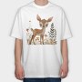 Watercolor Deer Floral, Tricou Oversize Barbati (Unisex)