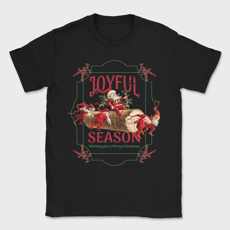 Christmas Season Santa And Elves Joyful, Tricou Barbati (Unisex)