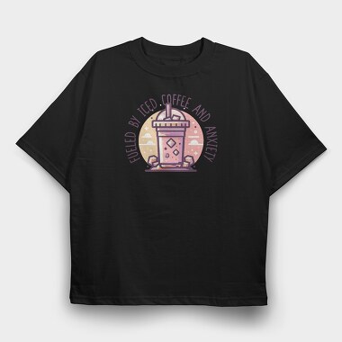 Iced Coffee And Anxiety Quote, Tricou Oversize Barbati (Unisex)