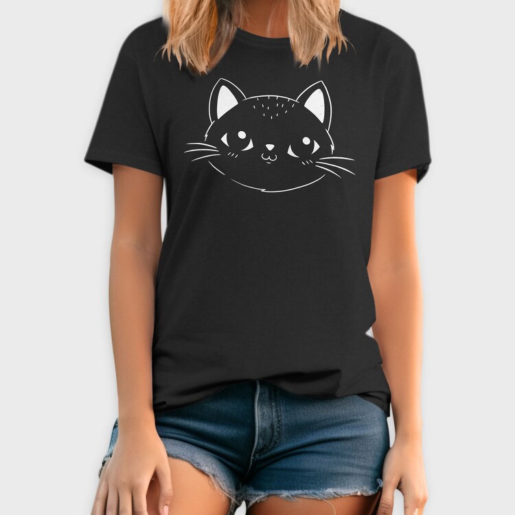 Cute Cat Filled Stroke Face, Tricou Barbati (Unisex)