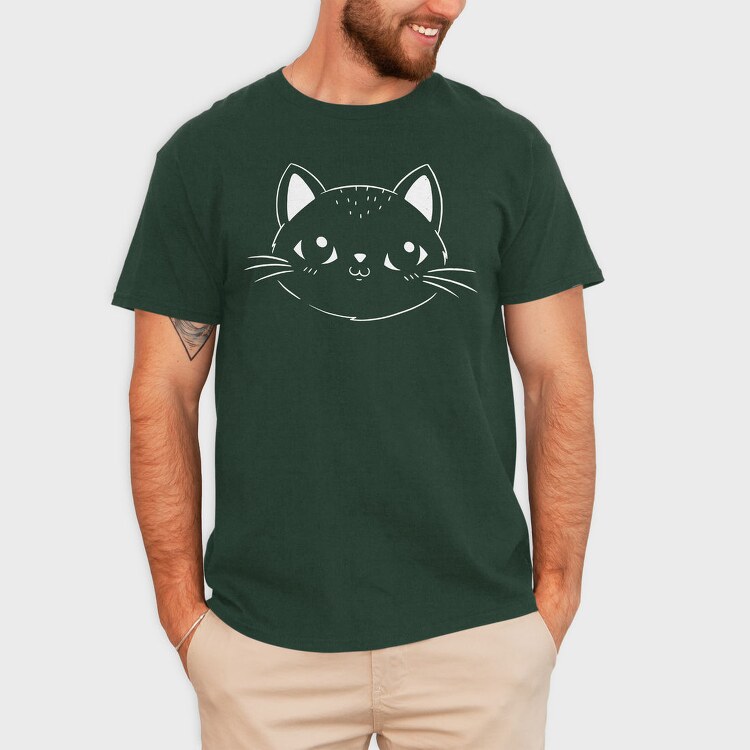 Cute Cat Filled Stroke Face, Tricou Barbati (Unisex)