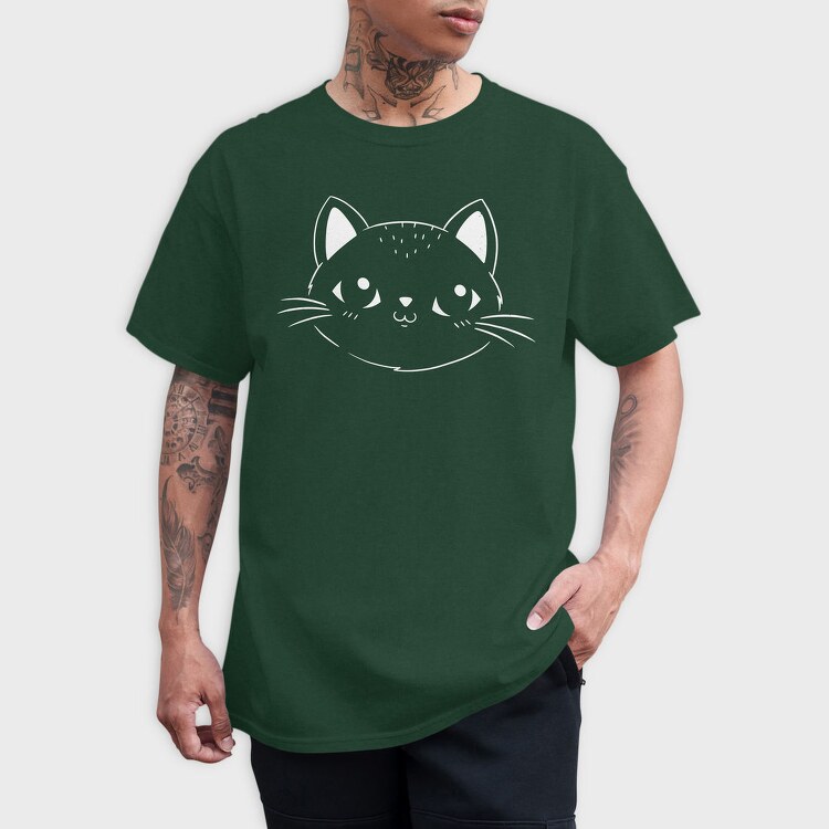 Cute Cat Filled Stroke Face, Tricou Barbati (Unisex)