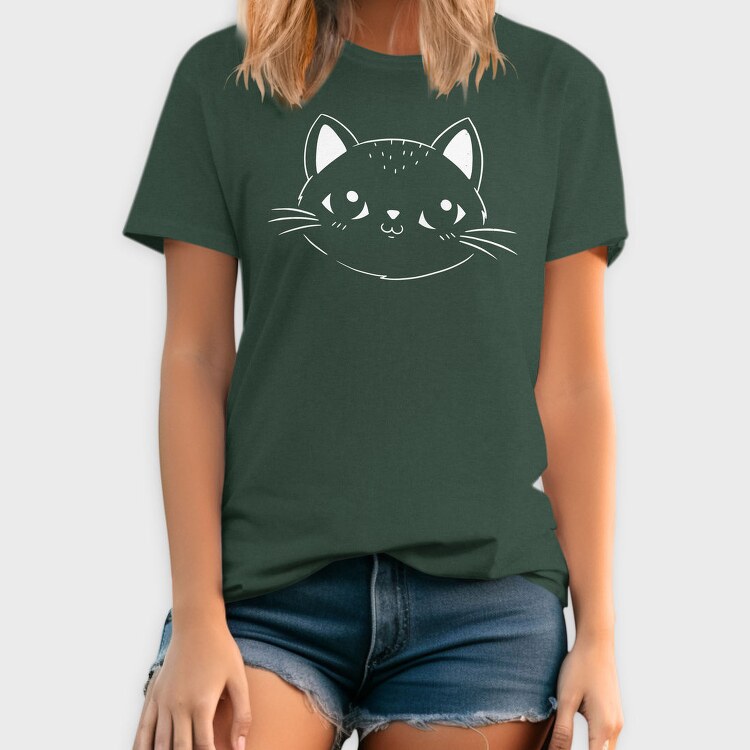 Cute Cat Filled Stroke Face, Tricou Barbati (Unisex)