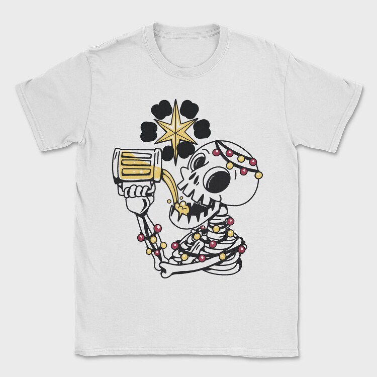 Christmas Skeleton Drinking Beer Beer Mas, Tricou Barbati (Unisex)