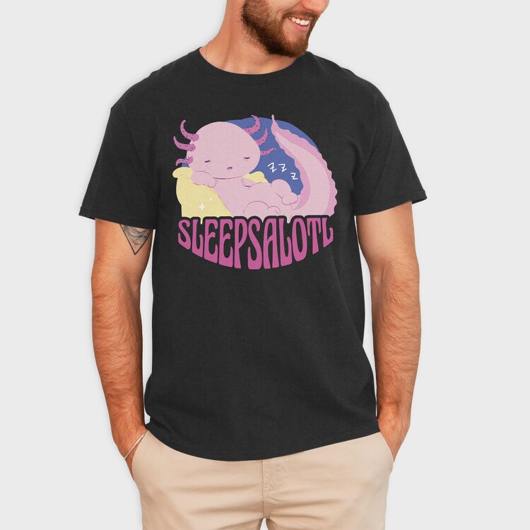 Funny Sleepy Axolotl Sleepsalotl, Tricou Barbati (Unisex)