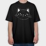Cute Cat Filled Stroke Face, Tricou Oversize Barbati (Unisex)