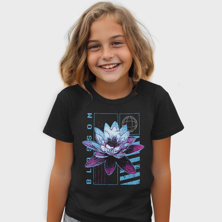 Metallic Lotus Flowers Metal Trap Chromed, Tricou Copii