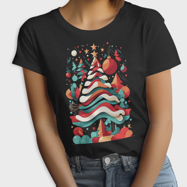 Abstract Christmas Tree Festivity, Tricou Femei